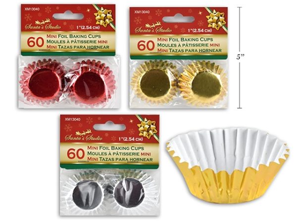 Christmas Foil Baking Cups – 1″D ~ 60 per pack
