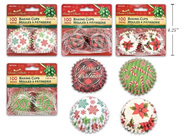 Christmas Mini Baking Cups – 1.25″D ~ 100 per pack