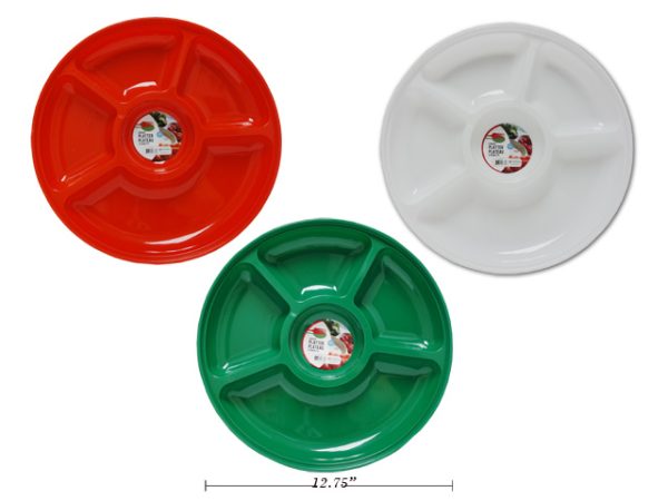 Christmas 5-Section Round Party Platter ~ 12.75″ D
