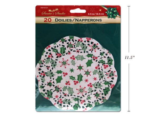 Christmas Grease Proof Mistletoe Paper Doilies – 6.5″ ~ 20 per pack