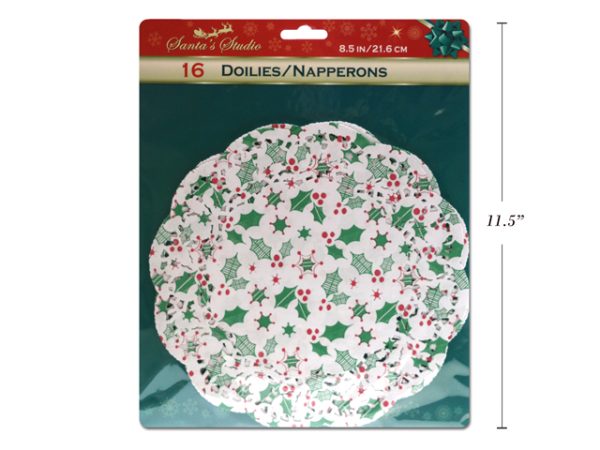 Christmas Grease Proof Mistletoe Paper Doilies – 8.5″ ~ 16 per pack