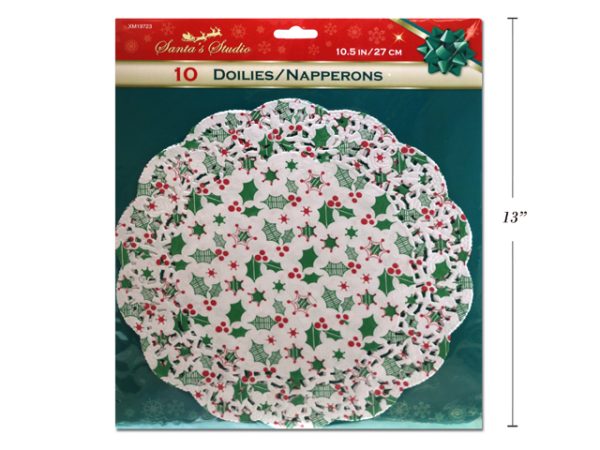 Christmas Grease Proof Mistletoe Paper Doilies – 10.5″ ~ 10 per pack