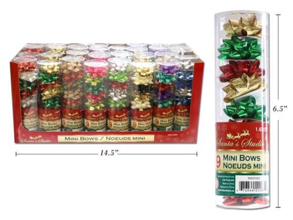 Christmas Mini Gift Bows – 1.625″ ~ 9 per pack