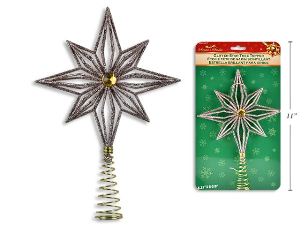 Christmas Mini Tree Star with Glitter Tree Topper ~ 8-5/8″