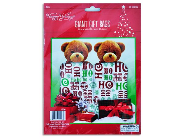 Christmas Giant Plastic Gift Bags – 28″ x 36″ ~ 2 per pack