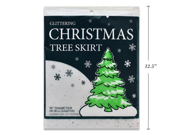 Christmas Glittering White Snow Blanket Tree Skirt ~ 34″