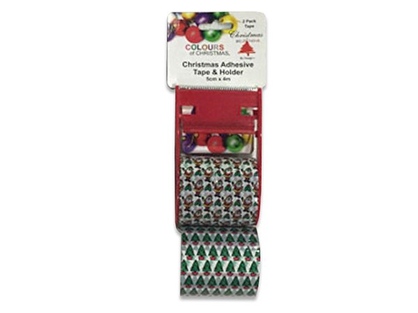 Christmas Printed Packing Tape with Holder – 3 rolls ~ 4m x 5cm