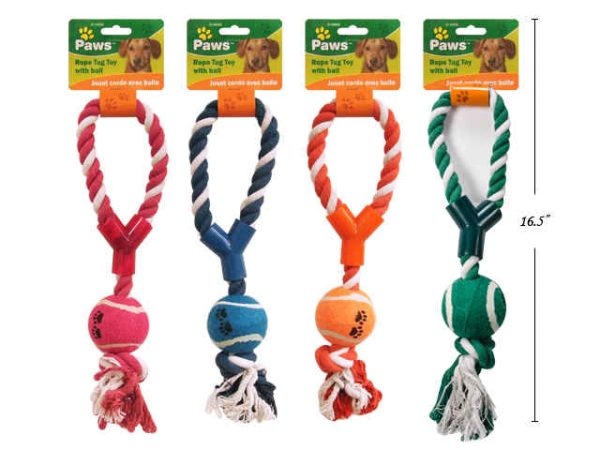 Dog Rope Tug Toy with Ball ~ 12″