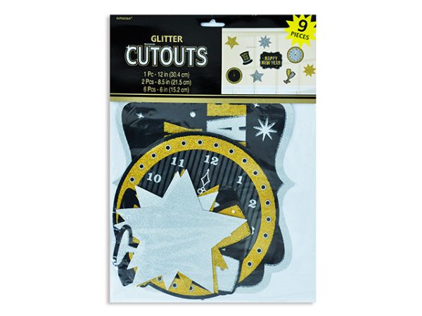 New Year’s Glitter Cutout Assortment ~ 9 per pack