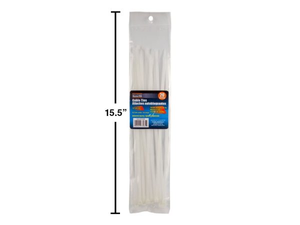 Cable Ties – White ~ 4.8mm x 12″ ~ 15/pk