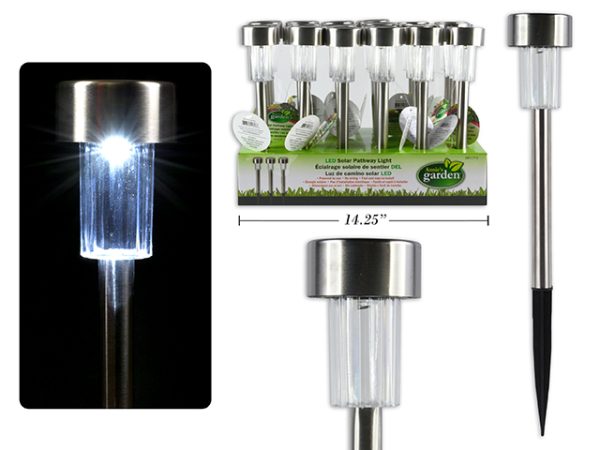 Solar Cool White LED Pathway Light Stakes – 14.25″ ~ 24 per display