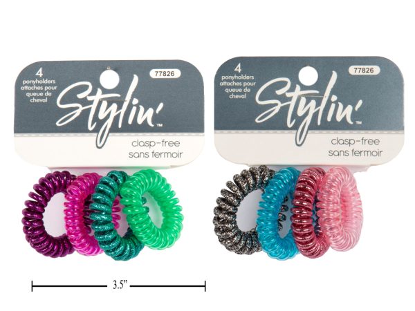 Stylin’ Small Coil Ponyholders – Clasp Free ~ 4/pk