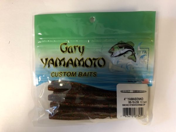 Gary Yamamoto 4″ YamaSenko ~ Smoke Rootbeer w/Green & Copper Flakes