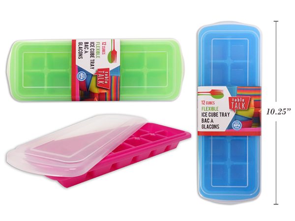 Flexible Ice Cube Trays with Cover ~ 1 per pack