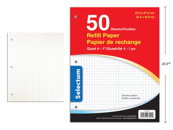 Selectum Graph Paper – 4-to1 Quad  ~ 50 sheets/pack