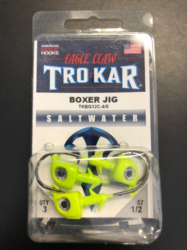 Eagle Claw 1/2oz Saltwater Box Jig with Eyes + 4/0 Hook - 3/pk ~ Chartruese  - Mr FLY