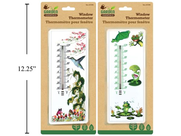 Plastic Printed Window Thermometer with Suction Cup ~ 8.6″