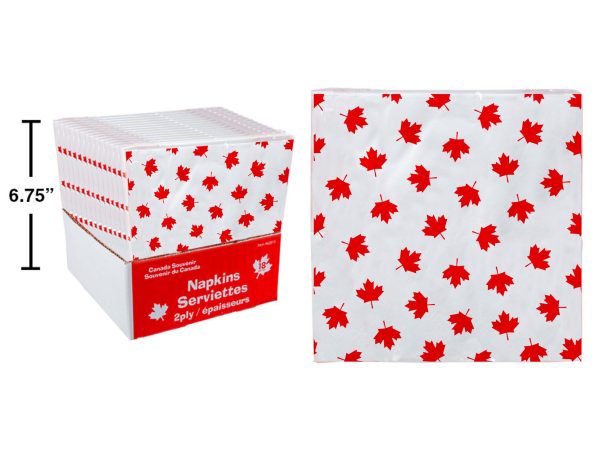 Canada Maple Leaf Printed Napkins – 13″ x 13″ – 2-ply ~ 16 per pack