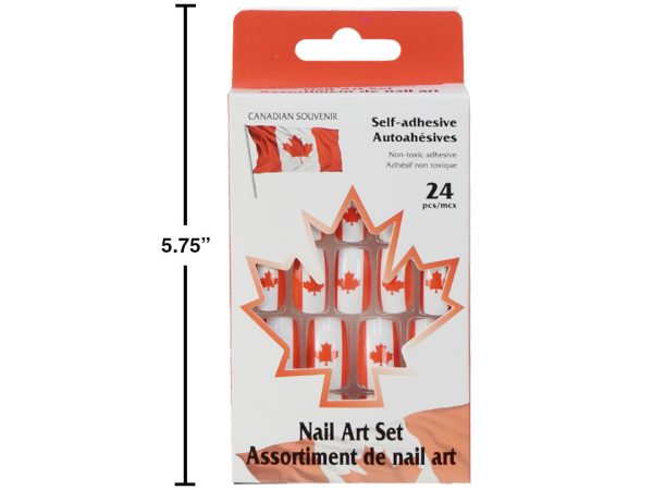 Canada Day Printed Nails w/Glue ~ 12 per pack