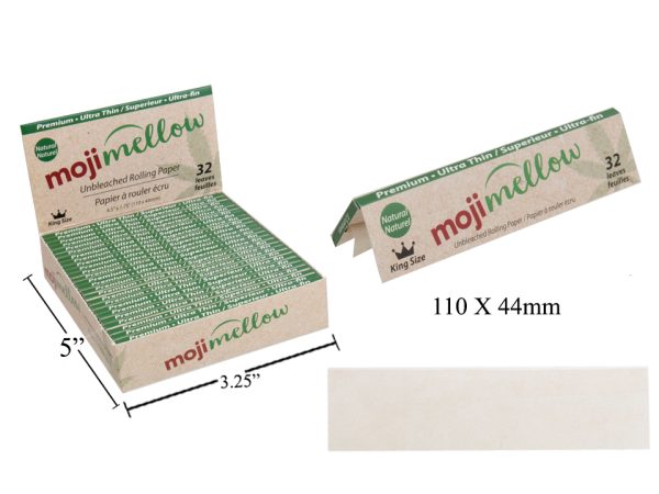MojiMellow Natural Unbleached Rolling Paper – 32 per pack – 110 x 44mm ~ 25 packs per case