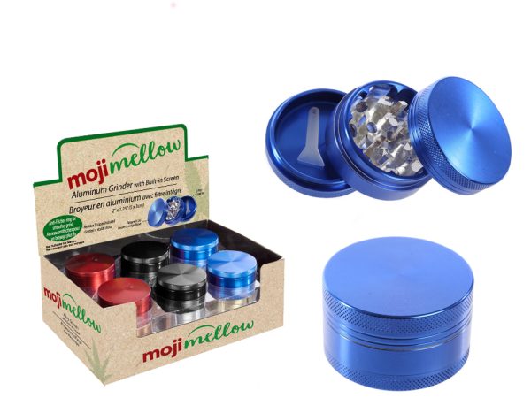 MojiMellow 2″ Aluminum Grinder with Built-In Screen ~ 3 Part