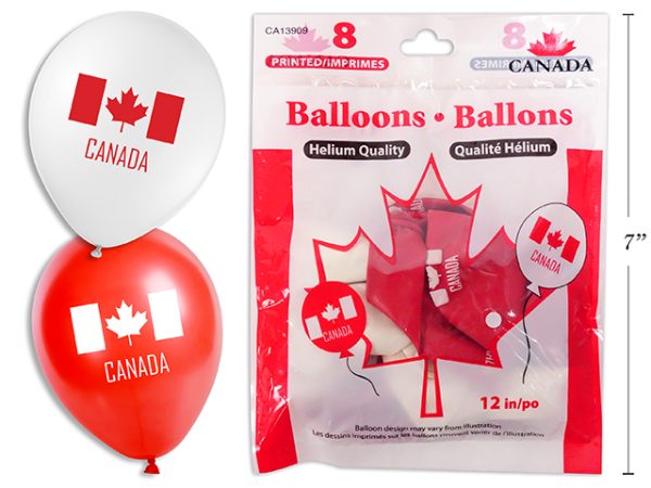 Canada Flag Printed Balloons – 12″ ~ 8 per pack