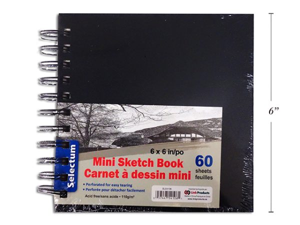 Selectum Hard Cover Mini Sketch Book – 6″ x 6″ ~ 60 sheets
