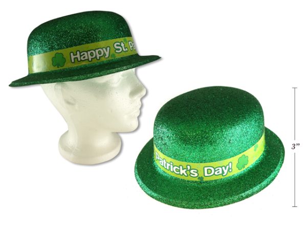 St. Patrick’s Day Printed Gltter PVC Derby Hat
