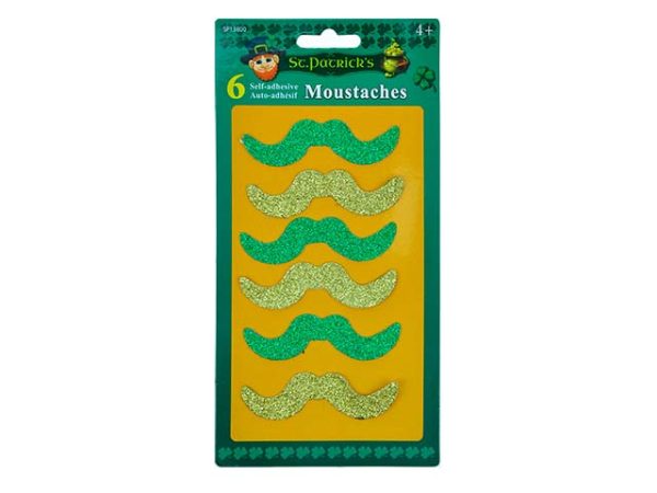 St. Patrick’s Day Glitter Adhesive Moustaches ~ 6 per pack