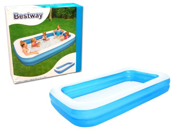 Inflatable Deluxe Rectangular Family Pool ~ 120″ x 72″ x 22″ high {54009}