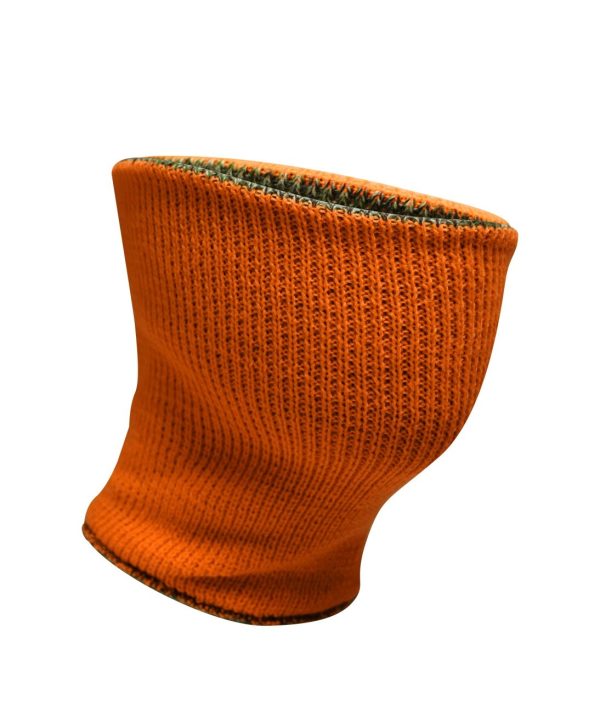 Adult Acrylic Reversible Knitted Camo/Fl. Orange Neck Warmer