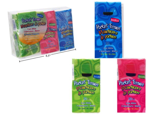 Bodico Pocket Tissues – 3-Ply, 10 per pack ~ 6 packs per package