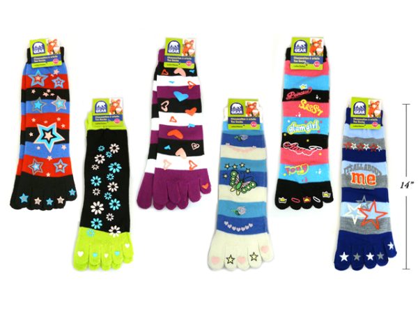 Ladies Printed Toe Socks ~ 13″
