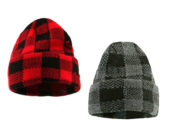 Buffalo Plaid Adult Double Layer Slouchy Hat