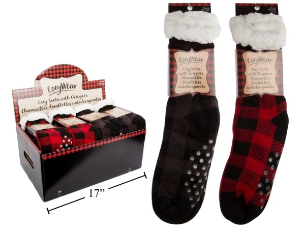 Buffalo Plaid Cozy Socks with Grippers