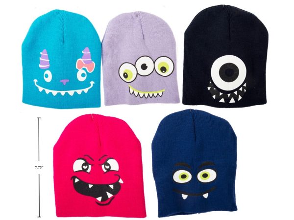 Kid’s Knitted Beanie Hat with Monster Face
