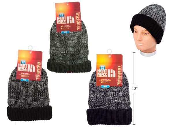 Mens Heat Max 2-Tone Thermal Hat with Cuff