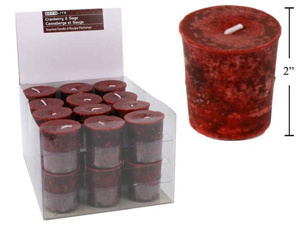 Deco Lite Scented Votive Candles – 24/display ~ Cranberry & Sage
