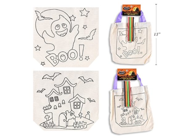 Halloween Coloring Tote Bag with 4 Markers