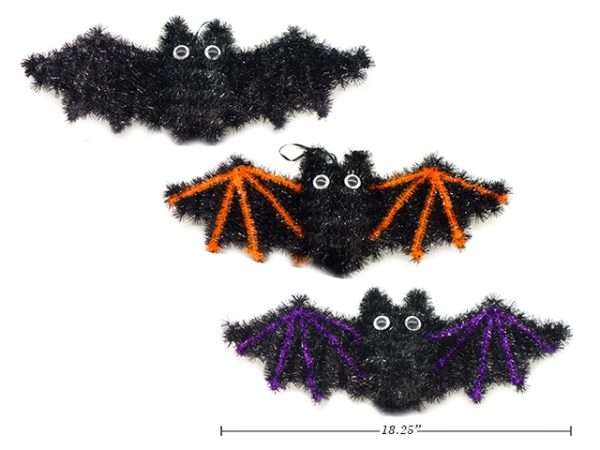 Halloween Tinsel 2-Tone Bat Hanging Decoration ~ 18.25″ x 7.5″