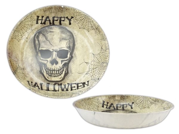 Halloween Round Skull Bowl ~ 12.25″