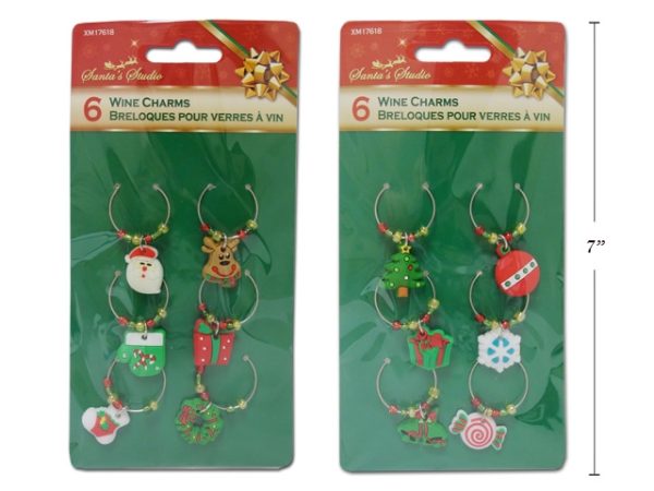 Christmas Beaded Wine Charms ~ 6 per pack