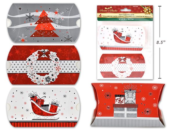 Christmas Pillow Box Gift Card Holders ~ 4 per pack