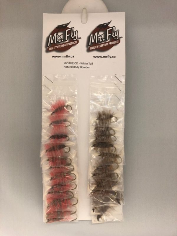 White Tail, Natural Body with Brown or Orange Hackle Salmon Bombers