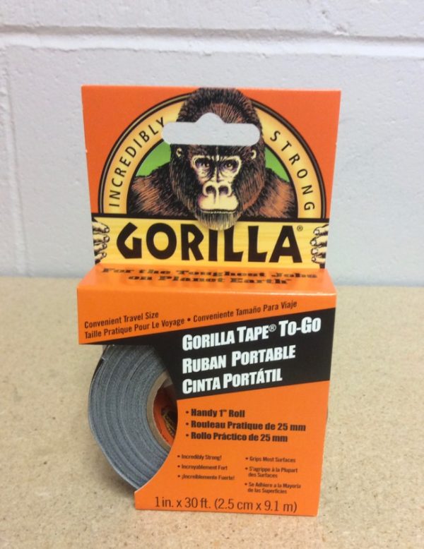 Gorilla Tape To-Go ~ 1″ x 30′ ~ Handy Pack ~ Clipstrip of 8