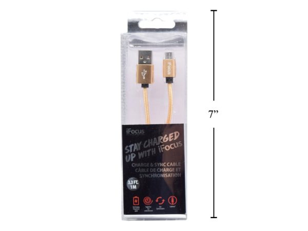 iFocus Micro Charge & Sync Cable – 1M (3.3′) ~ Gold