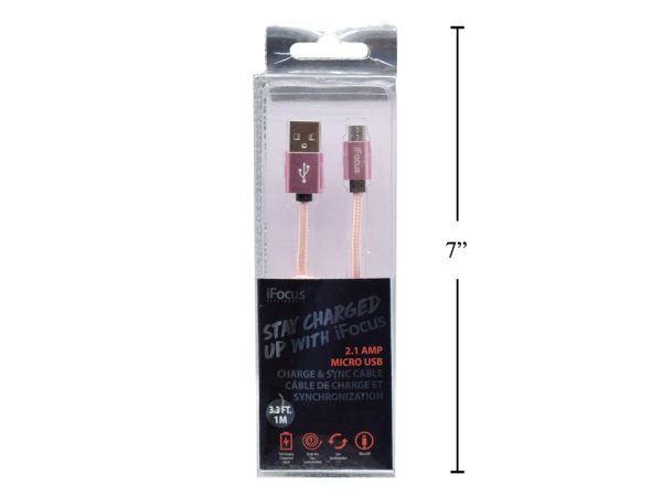 iFocus Micro Charge & Sync Cable – 1M (3.3′) ~ Rose Gold