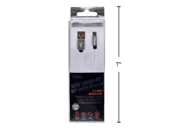 iFocus Micro Charge & Sync Cable – 1M (3.3′) ~ Silver