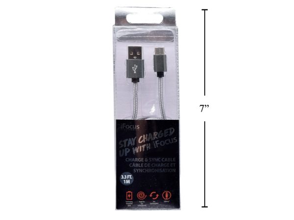 iFocus Type C Charge & Sync Cable – 1M (3.3′) ~ Grey