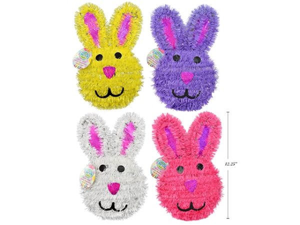 Easter Tinsel Bunny Head Hanging Decoration ~ 12.25″ x 7″